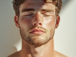 Obraz premium Serene Male Yogi in Deep Forward Fold,Introspective Expression and Disciplined Posture