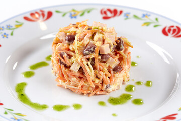 hot salad with carrot and cheese