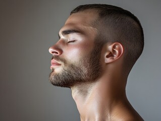 Obraz premium Serene Male Yogi in a Deep Forward Fold,Radiating Introspection and Discipline