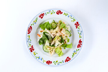 fresh salad with chicken and vegetables