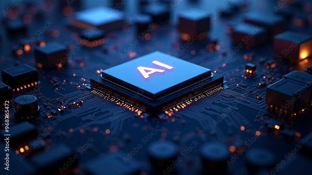 Poster advanced ai chip central processing unit technology circuit board microchip semiconductor integrated