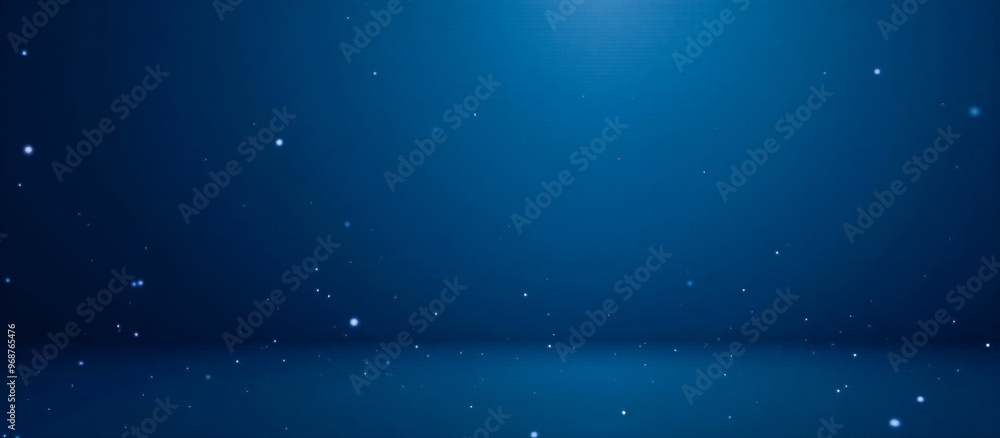 Poster elegant abstract blue background with bokeh effect, soft light particles on deep blue gradient, cont