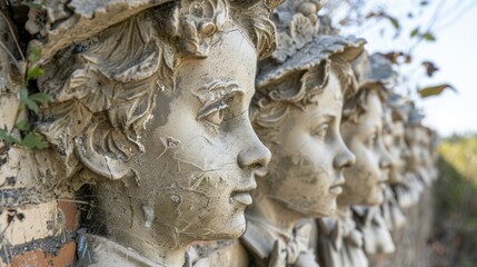 Fototapeta premium Statues: Ornate sculptures made of stone, metal, or bronze, showcasing famous figures, wildlife, or abstract art, adding a cultural and artistic dimension to the park. 