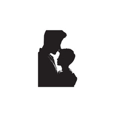 Father and son silhouette. Father and son lovely time. Father and son vector design black and white.