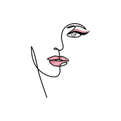 Woman face logo design vector illustration. Woman face suitable for beauty and cosmetic company logos.