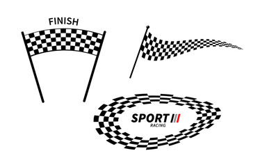 Start and finish flag. Race flag. Checkered flag. Race motorsport graphics. Vector illustration