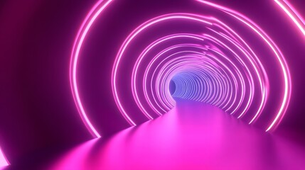 Obraz premium Neon spiral tunnel leading into the unknown in a futuristic 3D space