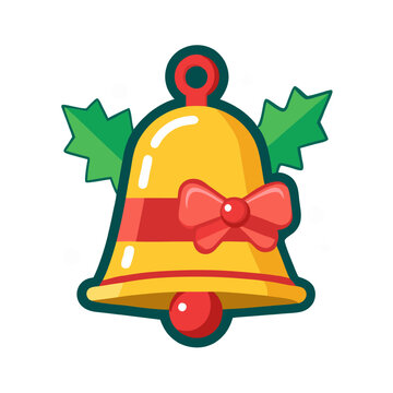 recommend clip art: Christmas Bell Icon: A festive and joyful Christmas bell with a red bow, holly leaves, and a red bobble. Perfect for holiday designs, decorations, and festive celebrations. 