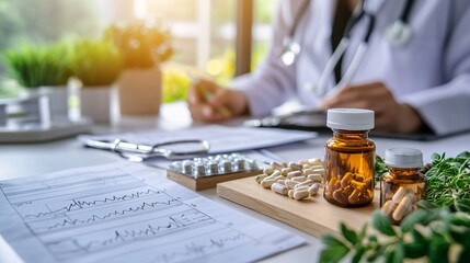 Herbal Medicine and Doctor's Prescription.