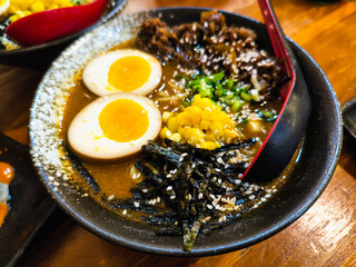 Japanese food display on a restaurant table