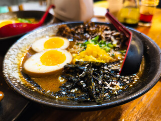 Japanese food display on a restaurant table