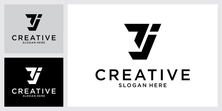 JT or TJ initial letter logo design vector.
