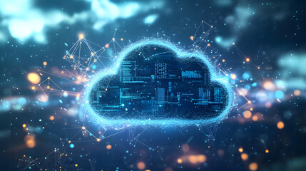 Fototapeta premium Digital cloud with data floating