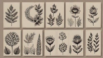 Set of flowers 