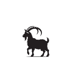 Goat silhouette. Goat logo, icon. Goat vector design black and white.