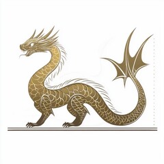 Fototapeta premium Golden Dragon Illustration