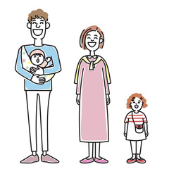 赤ちゃんを抱っこするおしゃれな若い夫婦と女の子