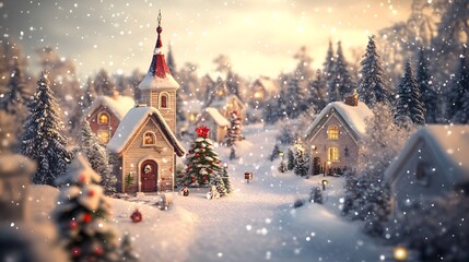 Fototapeta premium Merry Christmas and Happy New Year with realistic Christmas trees