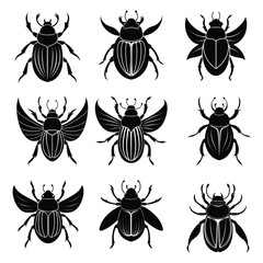 A black and white beetle illustration, Beetle icon Silhouette