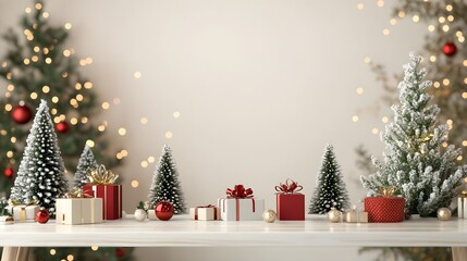 Merry Christmas and Happy New Year with realistic Christmas trees