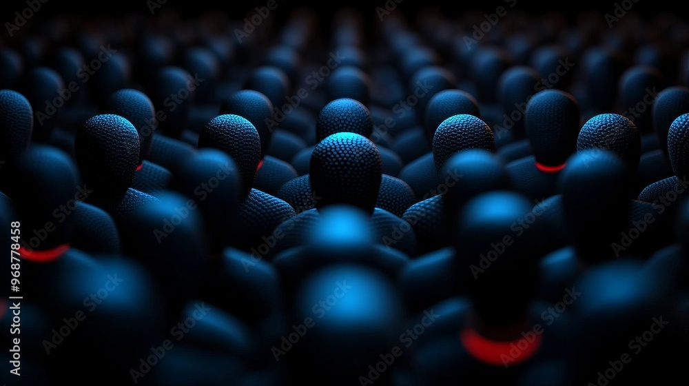 Poster a captivating crowd of abstract figures, featuring a stark contrast between dark and illuminated ele