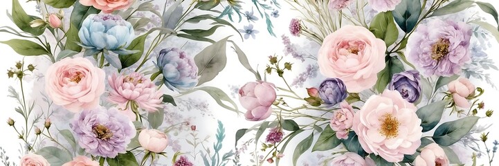 Fototapeta premium Stylish Abstract Floral Pattern Seamless Background: Botanical Art, Decorative Design, Nature Motif, Elegant Flowers, Continuous Print. Photos. Images.