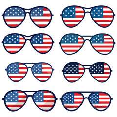 Aviator sunglasses and USA flag America vector design