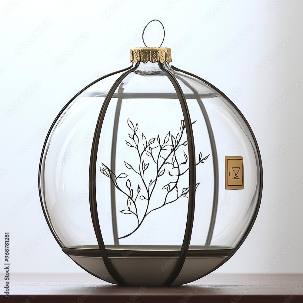 Sticker Glass Ornament with Branch Design