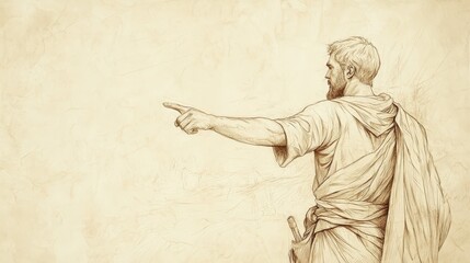 Fototapeta premium The Conquest of Northern Canaan: Joshua's thanksgiving prayer for God's guidance and support, biblical illustration, Beige Background