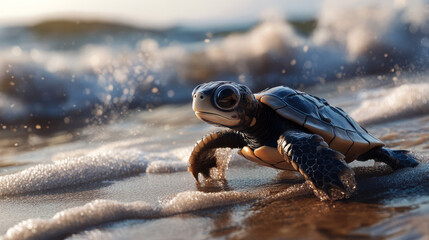 A turtle with cybernetic implants, Generative AI