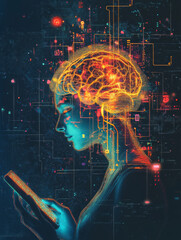 Generative Ai,Digital brain scan