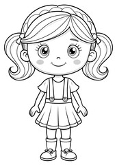 Fototapeta premium Playful Girl Coloring Pages: Perfect for Creative Time. Cute. Girl. Coloring. Pages. Creative