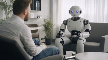 A robot at an interview, Generative AI