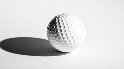 White Golf Ball with Shadow on White Background