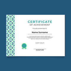 Islamic Oriental Geometric Certificate Design with Vertical Ornament on The Left Side