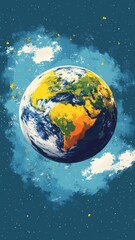 Fototapeta premium Flat Design Style world with simplified continents and bold colors.