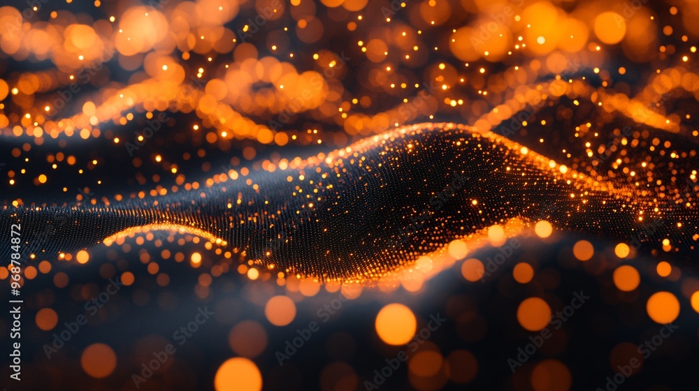 Poster Abstract quantum computing visualization with flowing particles and qubits glowing as orbs or waves dynamic waveforms depicting the complexity of quantum technology Large space for text in center