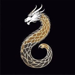 Fototapeta premium Elegant Dragon Design with Golden Scales