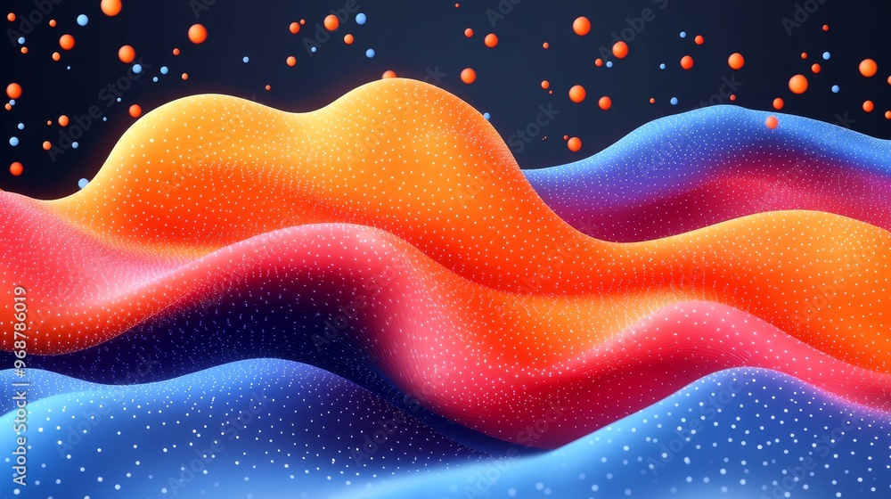 Poster abstract waves of vibrant colors blend seamlessly to create a mesmerizing visual experience filled w