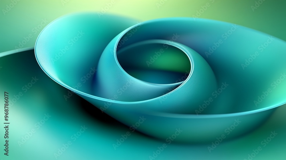 Aufkleber an abstract composition of swirling turquoise shapes, creating a serene and modern visual effect.