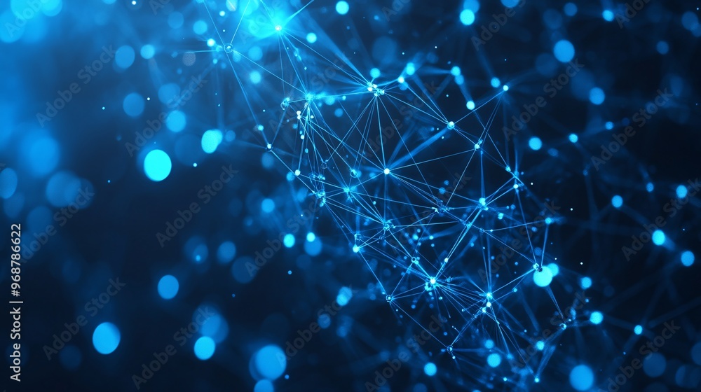 Leinwandbilder Neural network with interconnected glowing nodes on a dark background symbolizing AI and machine learning processes futuristic tech-inspired design Large space for text in center Stock photo with