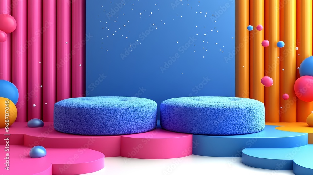 Aufkleber colorful and vibrant abstract background with cushions, creating a playful and inviting atmosphere f