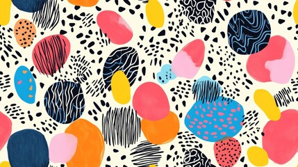 Hand drawn colorful geometric seamless pattern Abstract design suitable for prints covers fabric textiles and wrapping paper