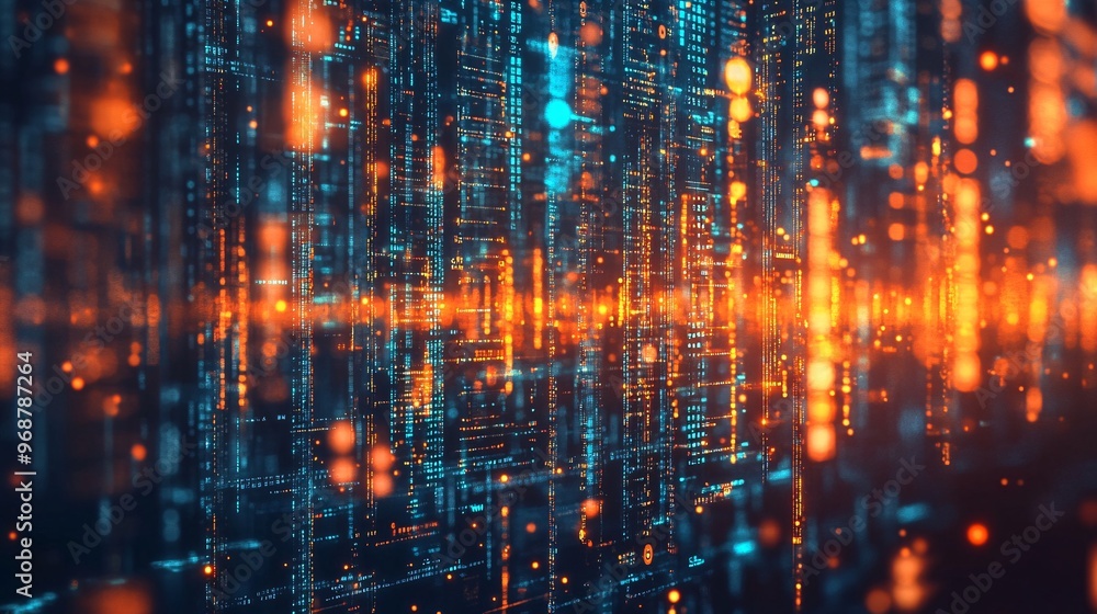 Aufkleber Futuristic holographic data displays floating in 3D space touchable interface symbols in a sleek modern environment for advanced UI interaction Large space for text in center Stock photo with copy
