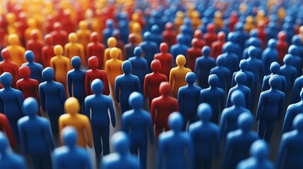 Obraz premium Colorful crowd of miniature figures showcasing diversity and unity, perfect for themes of community and collaboration.