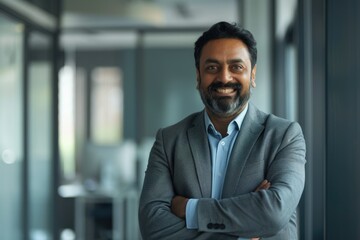 Naklejka premium Successful diverse professionals in office headshot portrait.