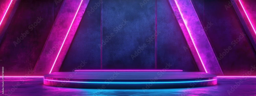 Aufkleber Abstract background featuring a podium and wall design created through 3D rendering techniques