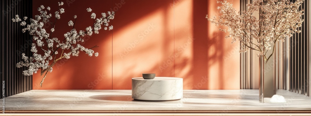 Aufkleber stunning and sophisticated backdrop featuring a pedestal and display case 3d illustration and render