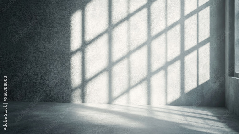 Aufkleber sunlight casting shadows on a gray wall creating a bright room atmosphere featuring sunbeams on a tr
