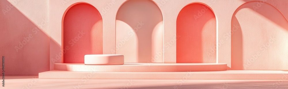 Poster Abstract 3D rendering mock up display for product showcasing minimalist design concept geometric backdrop product presentation